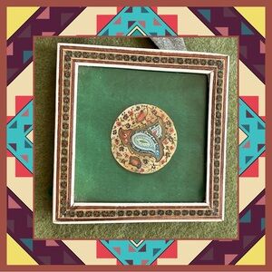 Vintage Persian Khatam Inlaid Frame with Hand-Painted Paisley Miniature 2 of 2